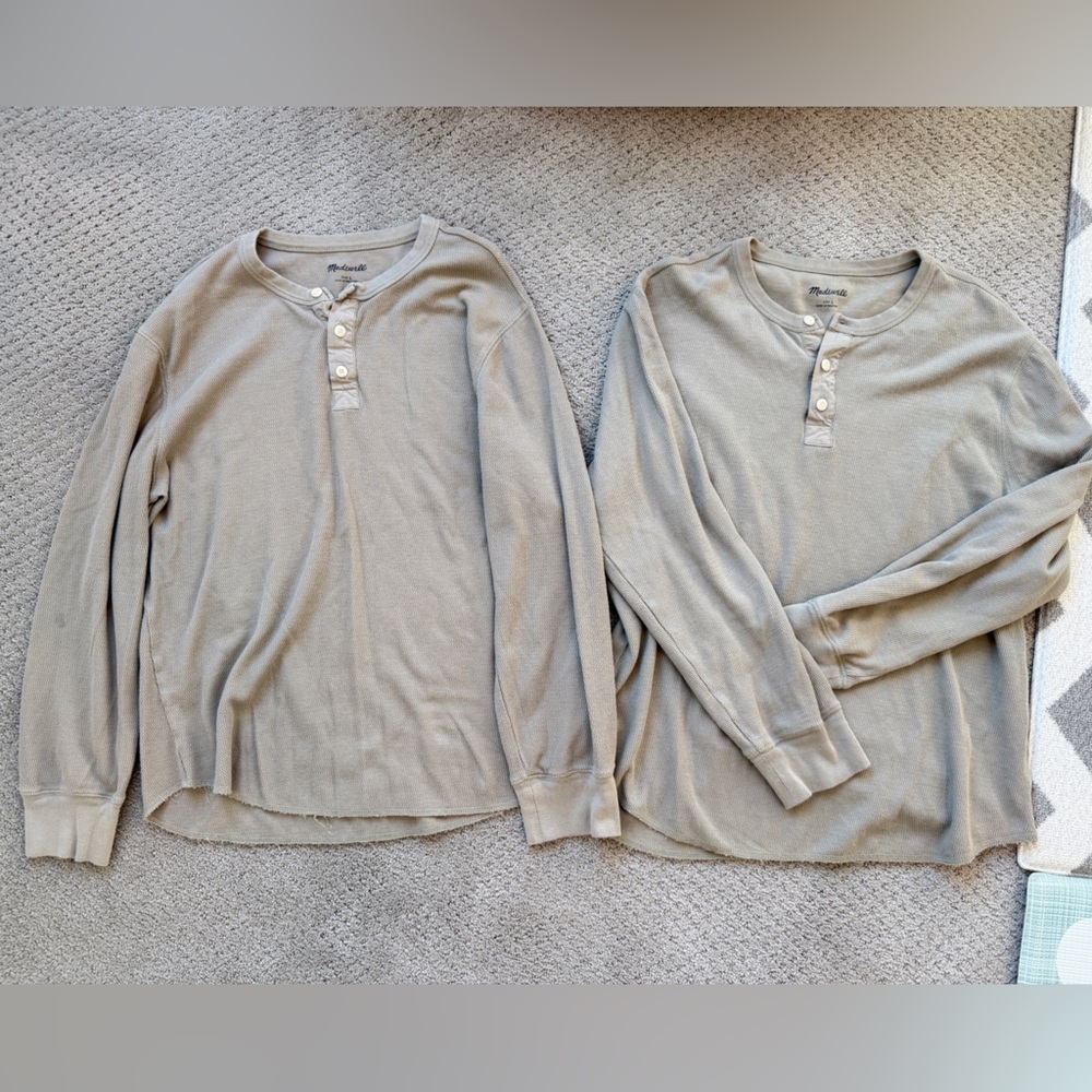 Madewell Man Gray Long Sleeve Henley Shirts